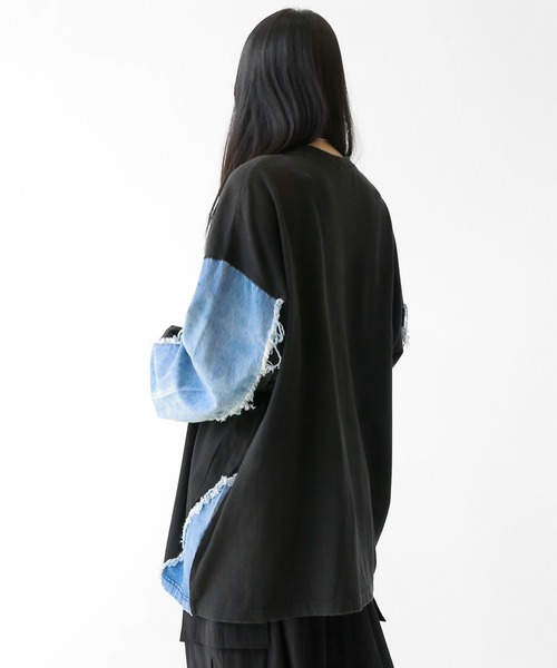 minsobi(ミンソビ)の「ロゴ×デニム切り替えロングスリーブT(Tシャツ/カットソー・メンズ・ブルー/ブラック・FREE)」の21枚目の写真