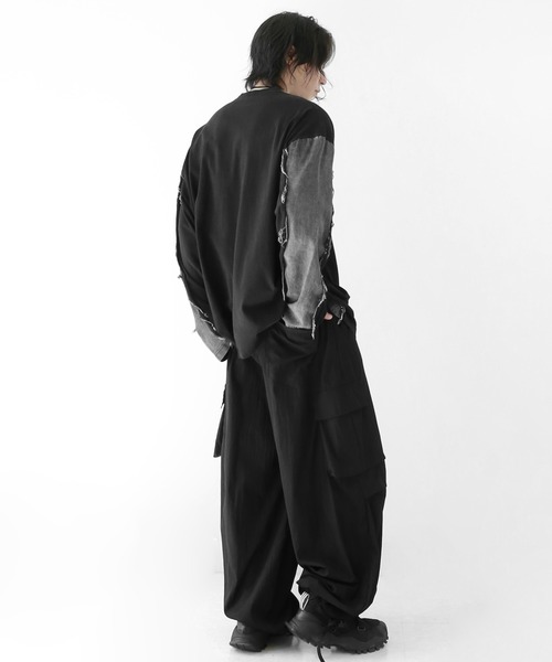 minsobi(ミンソビ)の「ロゴ×デニム切り替えロングスリーブT(Tシャツ/カットソー・メンズ・ブルー/ブラック・FREE)」の9枚目の写真