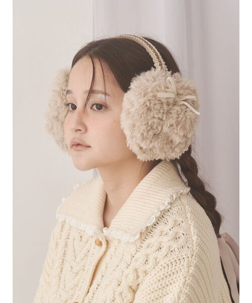 merry jenny（メリージェニー）の「bear bear イヤーマフ（イヤーマフ・レディース・ベージュ/ブラック/オフホワイト・FREE）」の6枚目の写真