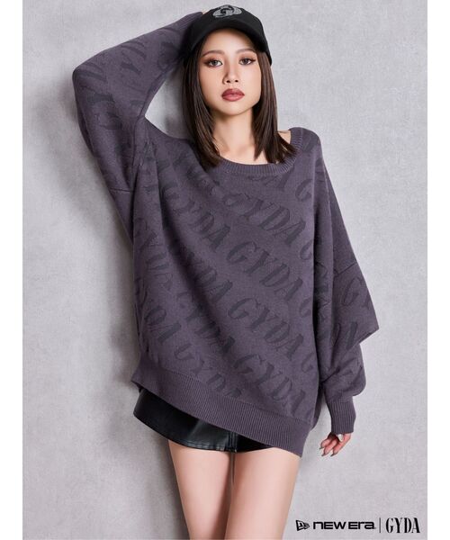 GYDA（ジェイダ）の「GYDA SLANT PATTERNニットトップス（ニット/セーター・レディース・ピンク/チャコールグレー/オフホワイト・FREE）」の6枚目の写真