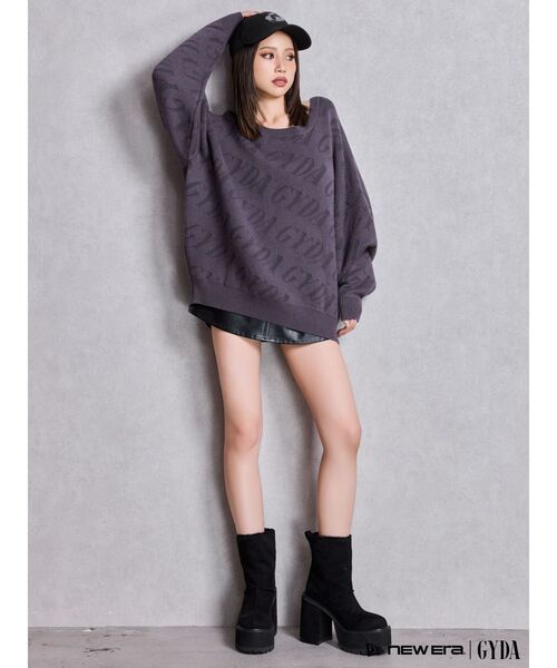 GYDA（ジェイダ）の「GYDA SLANT PATTERNニットトップス（ニット/セーター・レディース・ピンク/チャコールグレー/オフホワイト・FREE）」の9枚目の写真