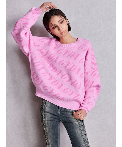 新品今季GYDA 総ロゴ ニット　SLANT PATTERNニットトップス GYDA SLANT PATTERNニットトップス（ニット/セーター）｜GYDA