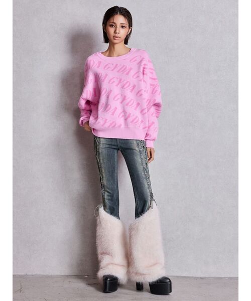 GYDA（ジェイダ）の「GYDA SLANT PATTERNニットトップス（ニット/セーター・レディース・ピンク/チャコールグレー/オフホワイト・FREE）」の18枚目の写真