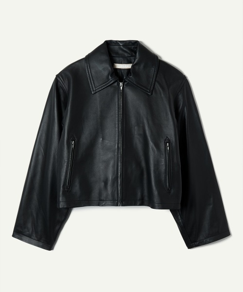 leinwande(ラインヴァンド)の「【leinwande】Leather Big Collar Blouson(ライダースジャケット・レディース・ブラック・ONE SIZE)」の1枚目の写真