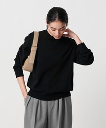 BEAUTY&YOUTH　ロゴ クルーネック ニットプルオーバー 透かし編み クルーネック ニットプルオーバー