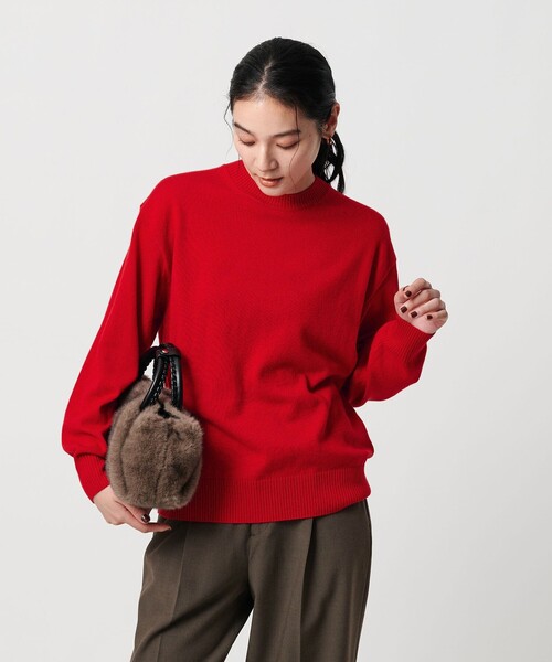 【美品】ドゥロワー購入 YURI PARK ウールカシミヤニット セーター 赤 ウールカシミヤ天竺 クルーネック ニットプルオーバー ウォッシャブル