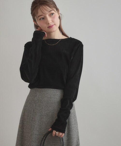 couture brooch(クチュールブローチ)の「シアーベロアTシャツ(Tシャツ/カットソー・レディース・アイボリー/ブラック/ブラウン系その他・38)」の13枚目の写真