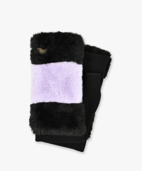 ANNA SUI（アナスイ）の「バタフライメタル エコファー 指先フリー手袋（手袋・レディース・ワイン/ブラック×パープル/ピンク/ブラック×グレー・FREE）」の3枚目の写真