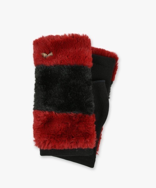 ANNA SUI（アナスイ）の「バタフライメタル エコファー 指先フリー手袋（手袋・レディース・ワイン/ブラック×パープル/ピンク/ブラック×グレー・FREE）」の4枚目の写真