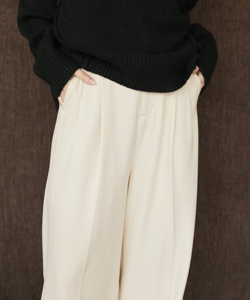 select MOCA Et（セレクトモカエト）の「【Et】Two-tuck Wide Pants（スラックス・レディース・ブラウン/ブラック/アイボリー・LARGE/MEDIUM）」の11枚目の写真