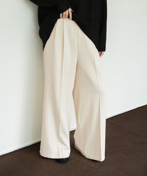 select MOCA Et（セレクトモカエト）の「【Et】Two-tuck Wide Pants（スラックス・レディース・ブラウン/ブラック/アイボリー・LARGE/MEDIUM）」の7枚目の写真