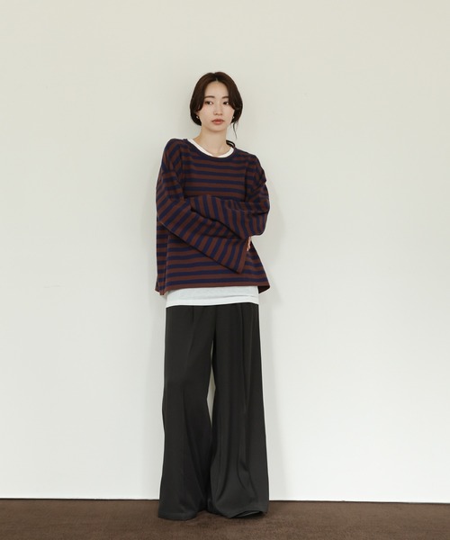 select MOCA Et（セレクトモカエト）の「【Et】Two-tuck Wide Pants（スラックス・レディース・ブラウン/ブラック/アイボリー・LARGE/MEDIUM）」の18枚目の写真