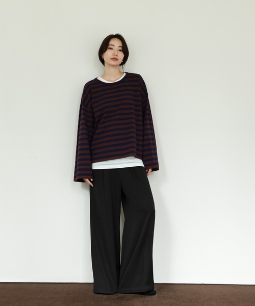 select MOCA Et（セレクトモカエト）の「【Et】Two-tuck Wide Pants（スラックス・レディース・ブラウン/ブラック/アイボリー・LARGE/MEDIUM）」の5枚目の写真