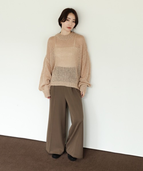 select MOCA Et（セレクトモカエト）の「【Et】Two-tuck Wide Pants（スラックス・レディース・ブラウン/ブラック/アイボリー・LARGE/MEDIUM）」の6枚目の写真