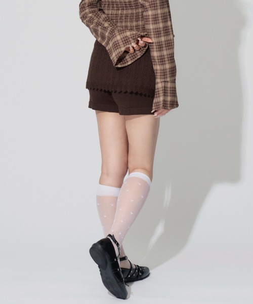ALLuRing ChaRm（アリュリングチャーム）の「Ribbed Knit Frill Shorts / リブニットフリルショートパンツ（スウェットパンツ・レディース・グレー/ブラック/ブラウン・FREE）」の14枚目の写真
