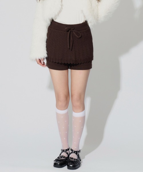 ALLuRing ChaRm（アリュリングチャーム）の「Ribbed Knit Frill Shorts / リブニットフリルショートパンツ（スウェットパンツ・レディース・グレー/ブラック/ブラウン・FREE）」の15枚目の写真