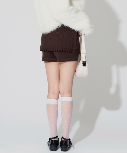 ALLuRing ChaRm（アリュリングチャーム）の「Ribbed Knit Frill Shorts / リブニットフリルショートパンツ（スウェットパンツ・レディース・グレー/ブラック/ブラウン・FREE）」の16枚目の写真