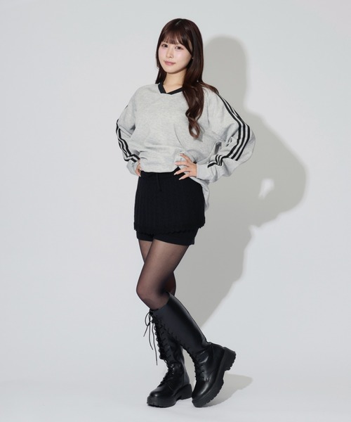 ALLuRing ChaRm（アリュリングチャーム）の「Ribbed Knit Frill Shorts / リブニットフリルショートパンツ（スウェットパンツ・レディース・グレー/ブラック/ブラウン・FREE）」の9枚目の写真