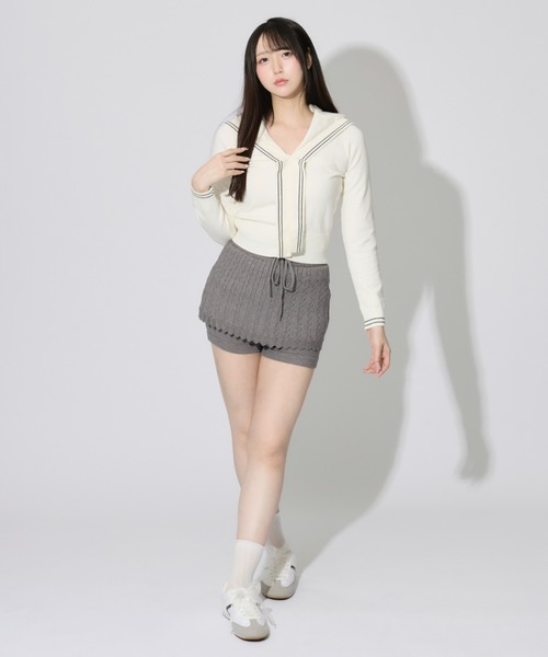 ALLuRing ChaRm（アリュリングチャーム）の「Ribbed Knit Frill Shorts / リブニットフリルショートパンツ（スウェットパンツ・レディース・グレー/ブラック/ブラウン・FREE）」の20枚目の写真