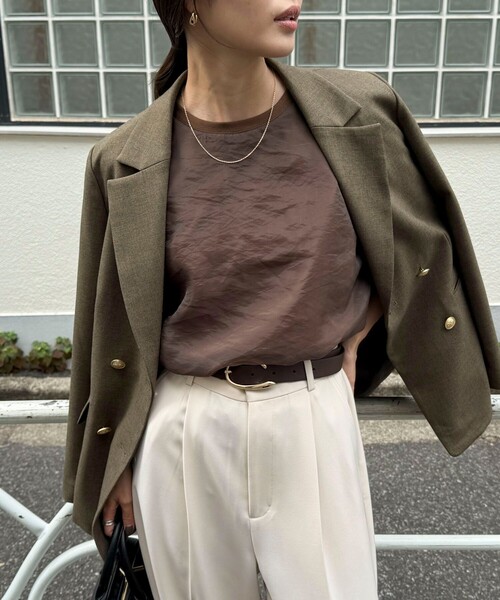 fredy emue（フレディエミュ）の「【大好評につき再販売スタート！】シアーオーガンジーレイヤードノースリーブ（シャツ/ブラウス・レディース・ブラック/ベージュ/ブラウン・38）」の7枚目の写真