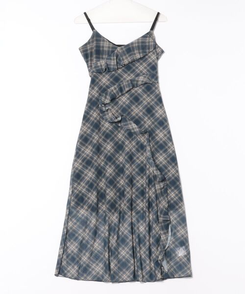 Ritzy（リッツィー）の「チェック柄　フリルデザイン　キャミソールワンピース（ワンピース・レディース・ダークブルー・M/L）」の2枚目の写真