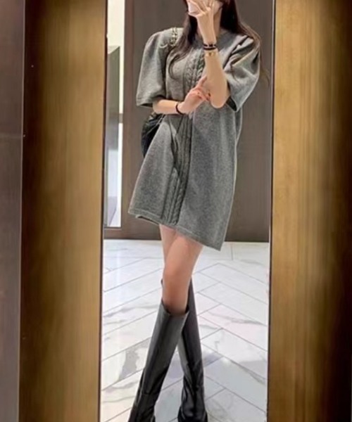 FREE STYLISTS(フリー スタイリスト)の「YUGA_YGMC Low-gauge knit dress(ワンピース・レディース・オフホワイト/グレー/ブラック・FREE)」の6枚目の写真