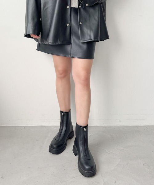 厚底 フロントジップ ショートブーツ /51413（ブーツ）｜ORiental