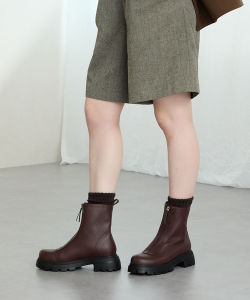 厚底 フロントジップ ショートブーツ /51413（ブーツ）｜ORiental