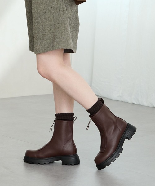 厚底 フロントジップ ショートブーツ /51413（ブーツ）｜ORiental