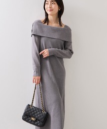 VIS | アシメオフショルリブニット美シルエットワンピース/着丈が選べる(ワンピース)