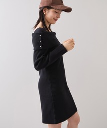 VIS | アシメオフショルリブニット美シルエットワンピース/着丈が選べる(ワンピース)