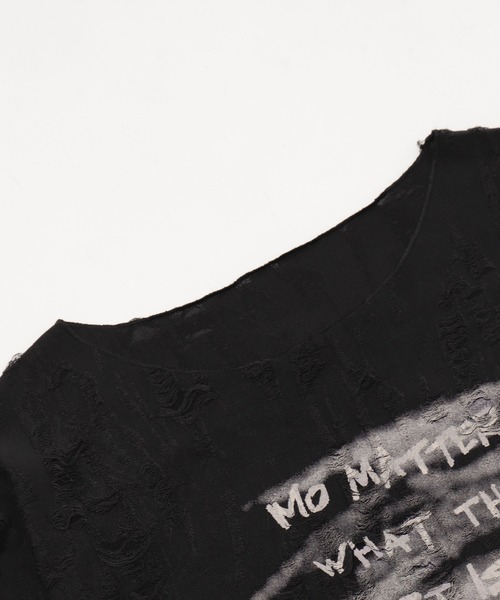 Figments（フィグメンツ）の「ERASEロゴダメージＴ（ニット/セーター・レディース・アイボリー/ブラック・FREE）」の7枚目の写真