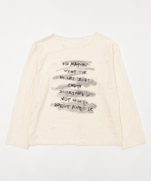 Figments（フィグメンツ）の「ERASEロゴダメージＴ（ニット/セーター・レディース・アイボリー/ブラック・FREE）」の14枚目の写真