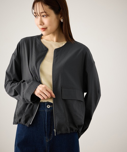 ROPE' PICNIC（ロペピクニック）の「レーヨンナイロンブルゾン（ブルゾン・レディース・チャコールグレー/ベージュ系その他/ネイビー・FREE）」の2枚目の写真
