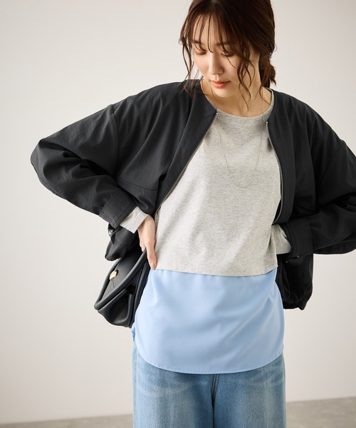 ROPE' PICNIC（ロペピクニック）の「レーヨンナイロンブルゾン（ブルゾン・レディース・チャコールグレー/ベージュ系その他/ネイビー・FREE）」の5枚目の写真