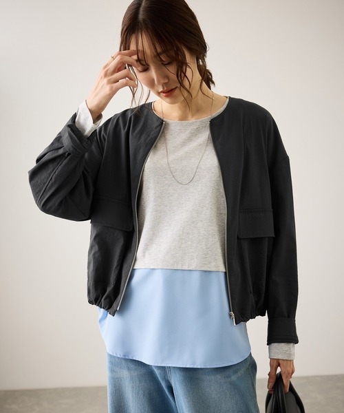 ROPE' PICNIC（ロペピクニック）の「レーヨンナイロンブルゾン（ブルゾン・レディース・チャコールグレー/ベージュ系その他/ネイビー・FREE）」の8枚目の写真