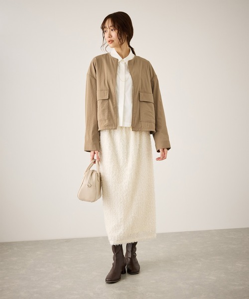 ROPE' PICNIC（ロペピクニック）の「レーヨンナイロンブルゾン（ブルゾン・レディース・チャコールグレー/ベージュ系その他/ネイビー・FREE）」の4枚目の写真