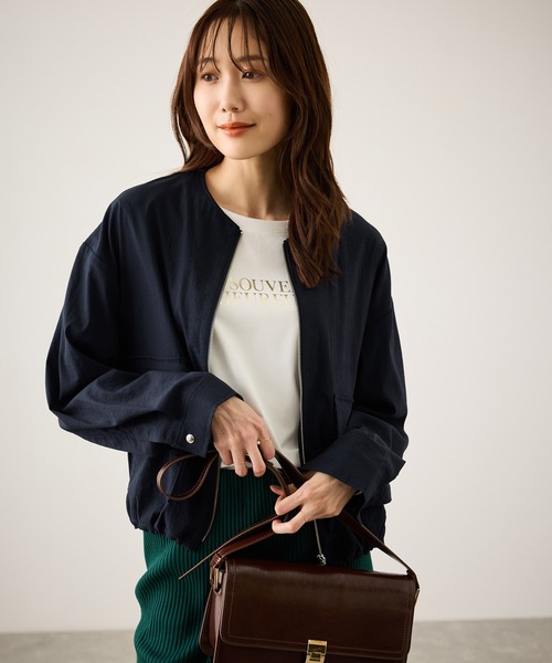 ROPE' PICNIC（ロペピクニック）の「レーヨンナイロンブルゾン（ブルゾン・レディース・チャコールグレー/ベージュ系その他/ネイビー・FREE）」の15枚目の写真