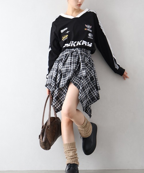 SpRay(スプレイ)の「袖レースゲーム ロングTシャツ(Tシャツ/カットソー・レディース・レッド/ネイビー/オフホワイト/ブラック・FREE)」の8枚目の写真