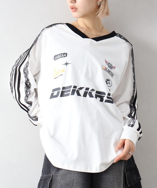 SpRay(スプレイ)の「袖レースゲーム ロングTシャツ(Tシャツ/カットソー・レディース・レッド/ネイビー/オフホワイト/ブラック・FREE)」の15枚目の写真