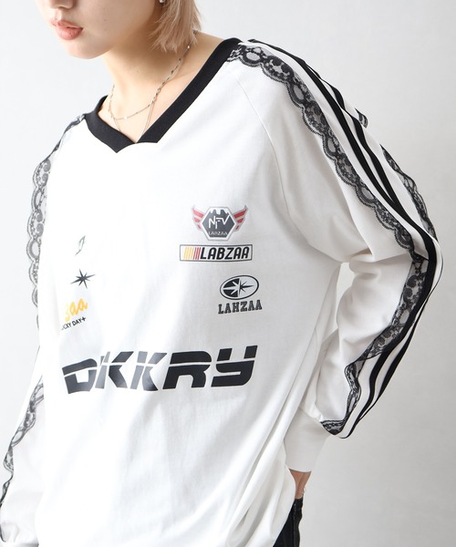 SpRay(スプレイ)の「袖レースゲーム ロングTシャツ(Tシャツ/カットソー・レディース・レッド/ネイビー/オフホワイト/ブラック・FREE)」の20枚目の写真