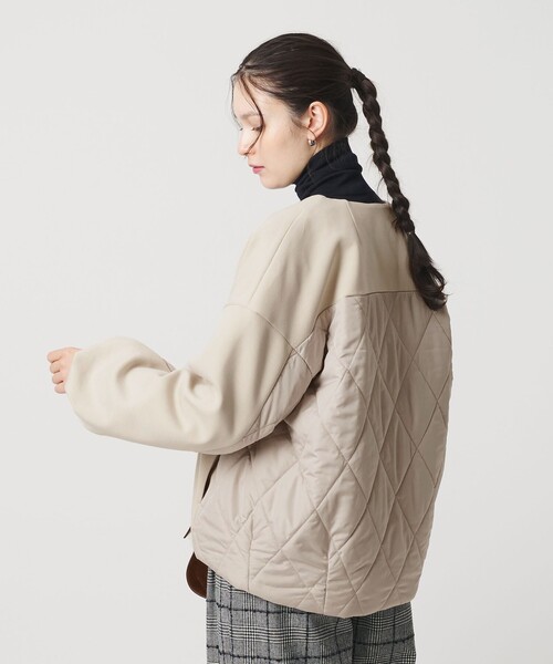 BEAUTY&YOUTH UNITED ARROWS(ビューティーアンドユースユナイテッドアローズ)の「【WEB限定】ダンボール×キルティングコンビ ノーカラーブルゾン(ブルゾン・レディース・ブラック/ナチュラル・FREE)」の2枚目の写真