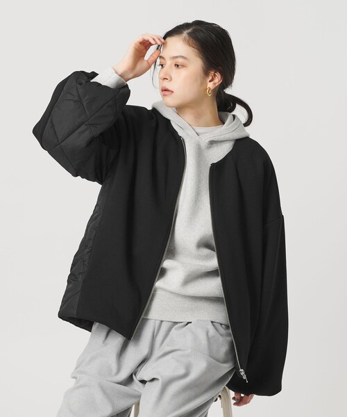BEAUTY&YOUTH UNITED ARROWS(ビューティーアンドユースユナイテッドアローズ)の「【WEB限定】ダンボール×キルティングコンビ ノーカラーブルゾン(ブルゾン・レディース・ブラック/ナチュラル・FREE)」の3枚目の写真