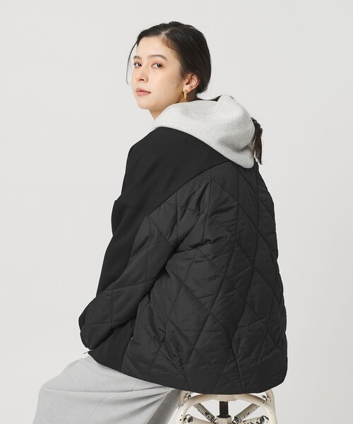 BEAUTY&YOUTH UNITED ARROWS(ビューティーアンドユースユナイテッドアローズ)の「【WEB限定】ダンボール×キルティングコンビ ノーカラーブルゾン(ブルゾン・レディース・ブラック/ナチュラル・FREE)」の4枚目の写真