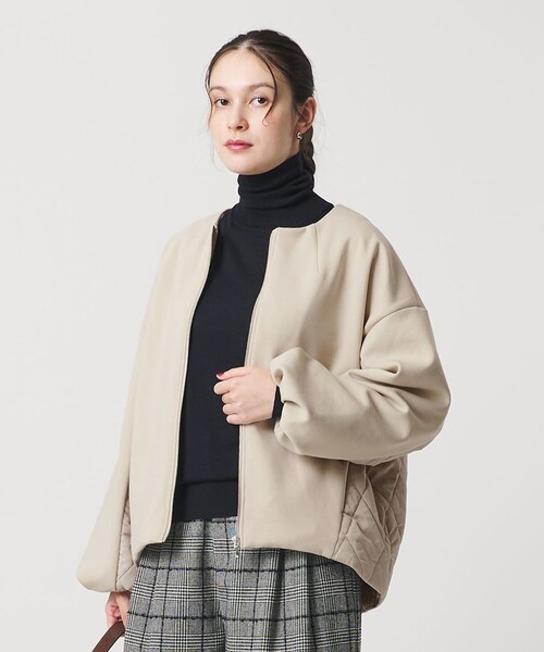 BEAUTY&YOUTH UNITED ARROWS(ビューティーアンドユースユナイテッドアローズ)の「【WEB限定】ダンボール×キルティングコンビ ノーカラーブルゾン(ブルゾン・レディース・ブラック/ナチュラル・FREE)」の6枚目の写真