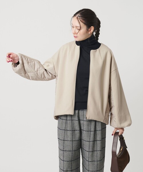 BEAUTY&YOUTH UNITED ARROWS(ビューティーアンドユースユナイテッドアローズ)の「【WEB限定】ダンボール×キルティングコンビ ノーカラーブルゾン(ブルゾン・レディース・ブラック/ナチュラル・FREE)」の7枚目の写真