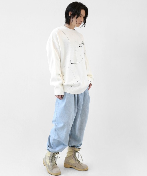 minsobi(ミンソビ)の「ペインティングアート ユニセックスニット(ニット/セーター・メンズ・ブラック/ホワイト・FREE)」の9枚目の写真