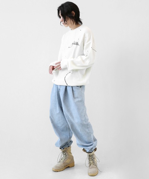 minsobi(ミンソビ)の「ペインティングアート ユニセックスニット(ニット/セーター・メンズ・ブラック/ホワイト・FREE)」の10枚目の写真