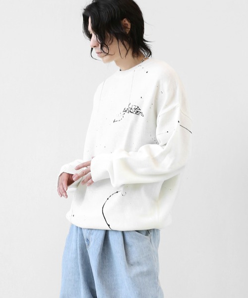 minsobi(ミンソビ)の「ペインティングアート ユニセックスニット(ニット/セーター・メンズ・ブラック/ホワイト・FREE)」の18枚目の写真