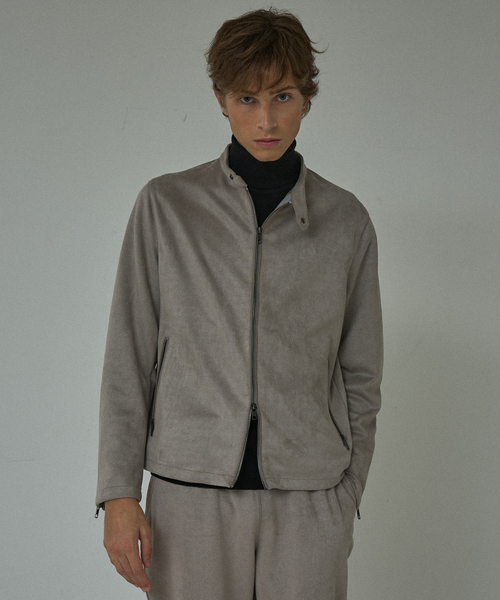 ABAHOUSE（アバハウス）の「【セットアップ対応】ネオスエード ライダースジャケット / ダンボールニット（ブルゾン・メンズ・ブラック/ライトグレー・46/44/48）」の2枚目の写真